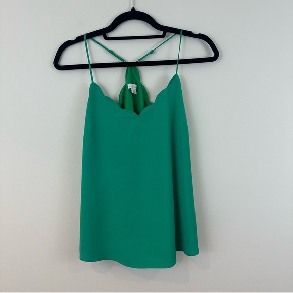 J. Crew Green Scallop Trim Cami Blouse Size 4 Women's - Picture 2 of 5